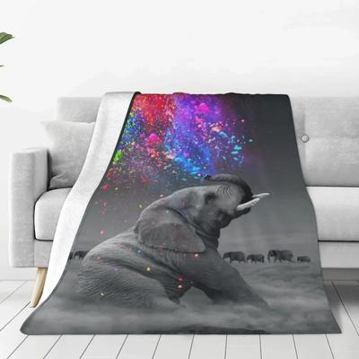 Ful Elephants Blankets Fleece Spring Autumn Animals Multifunction Soft Throw Blankets for Home Office Bedding Throws#