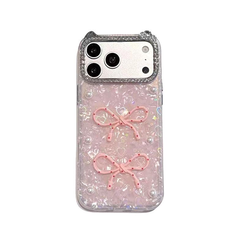Korean Style Bow Shell Texture Phone Case for iPhone 17 Pro Max, Fits Models 14, 15, 16.