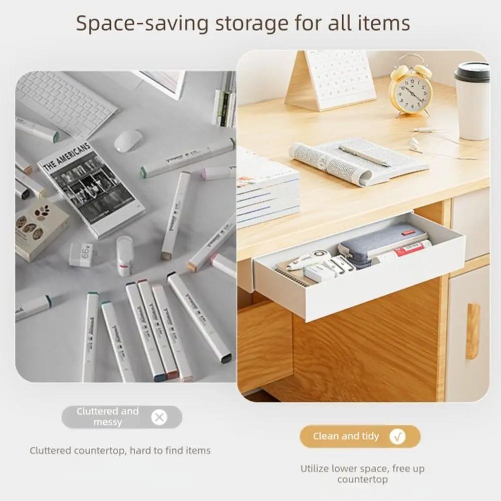 Białe Pudełko do Przechowywania pod Biurkiem Samoprzylepne Ukryty Design Ukryty Organizer do Przechowywania Pudełko do Przechowywania Organizer Szuflada