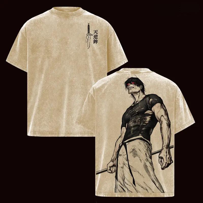 Fushiguro Toji Jujutsu Kaisen Anime Clothing Men Women T-shirts Short Sleeve Washed T Shirt Vintage Cotton Tshirt Harajuku Tops
