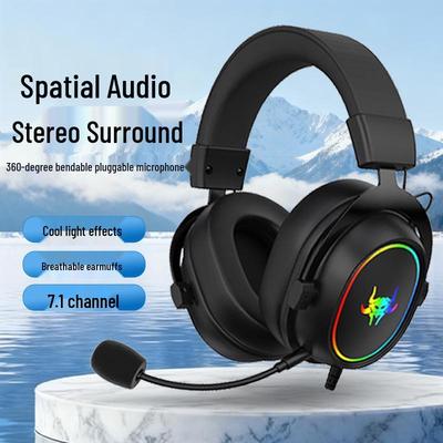 G3000RGB Wired Gaming Headset with Virtual 7.1 Surround, RGB Lighting, Over-Ear Design, and Built-in Microphone for PC Esports.