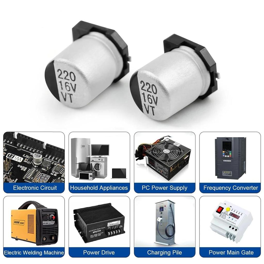 20pcs 16V 220UF SMD Aluminium Electrolytic Capacitors for Arduino 6.3X7.7MM(0.25x0.3in)