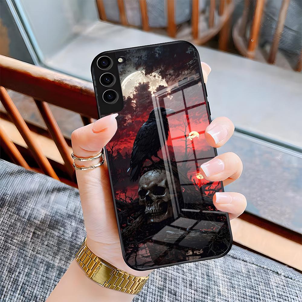 

Skull Horror Patterns Phone Case For Samsung A25 A13 A33 5G A54 A36 A35 A56 A52 A14 Shockproof Glass Cover Samsung A33 5G
