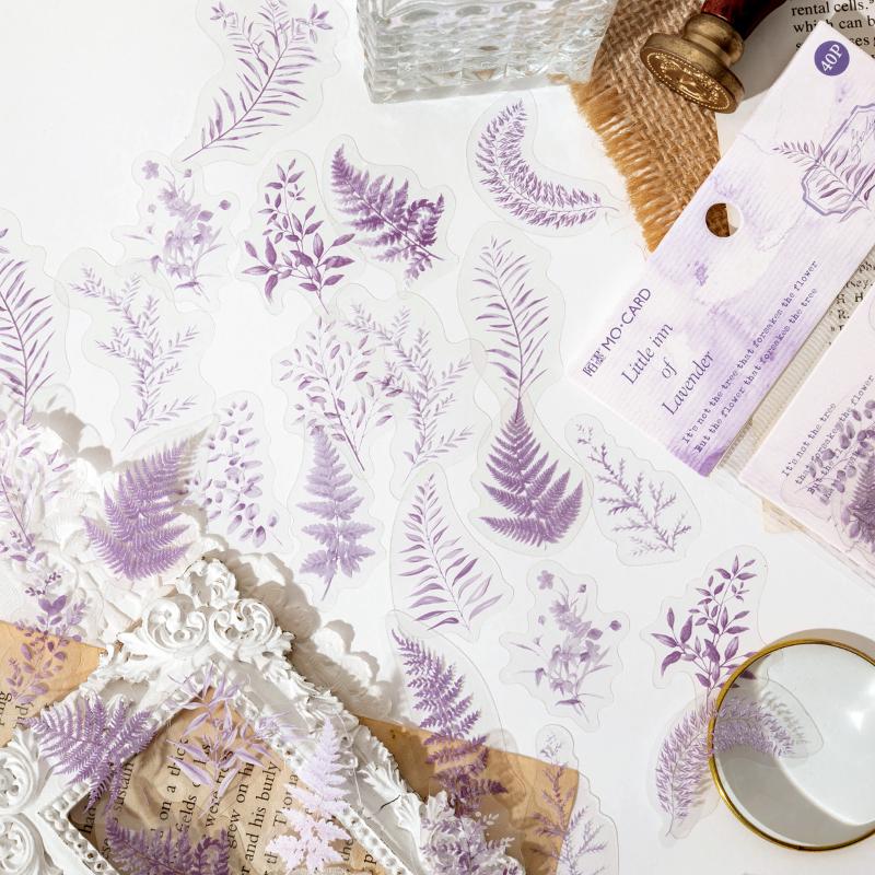 40 unidades/pacote como densidade de luz série adesivo pet transparente planta flor adesivo decoração scrapbooking colagem myy