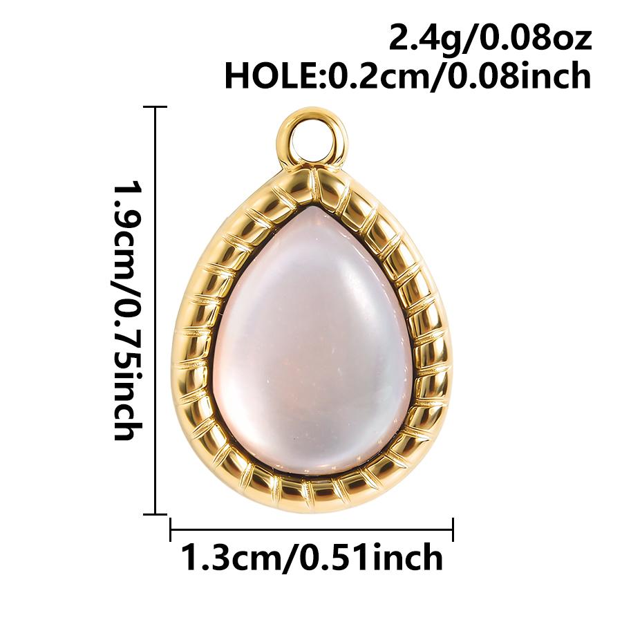 3pcs Gold/Silver Color PVD Metal Charms White Shell Stainless Steel Pendants For Jewelry Making Supplies Rhinestone DIY Pendant