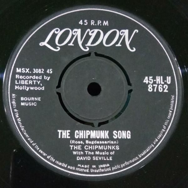 

7inch Record CHIPMUNKS - The Chipmunk Song 45HLU8762 London Records 1958 Ireland Pop Used