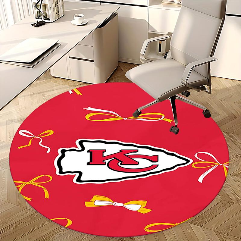 Kansas City Chiefs,NFL Logo Chair mat Round Rug Office carpet, Machine Washable, Non slip, Suitable for Living Rooms, Bedrooms