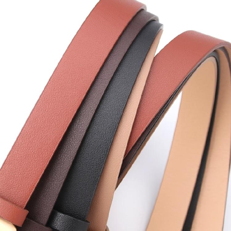Thin Golden Buckles Waist Belt Flexible Synthetic Leather Strap For Coats And Trousers