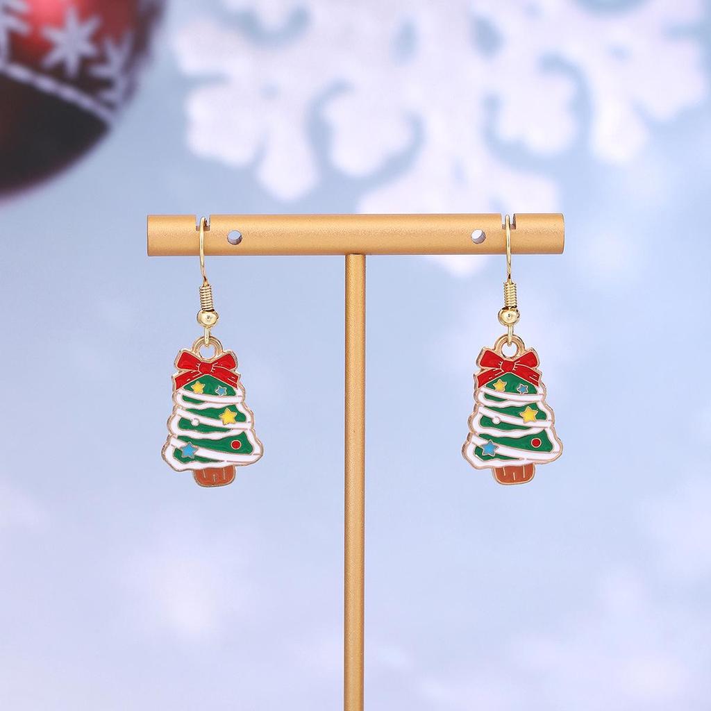 Festive Reindeer & Gingerbread Earrings: Christmas Cartoon Drip Oil Design