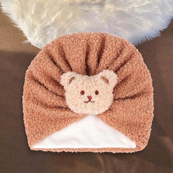 Children Hat Cartoon Bear Design Comfortable Elastic Fit Knitting Hat All-Round Thermal Protection Winter Baby Hat
