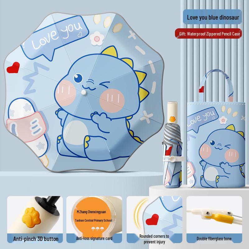 Dual-Use Automatic Folding Children's Umbrella with Ring Buckle – Sun Protection for School Boys and Girls