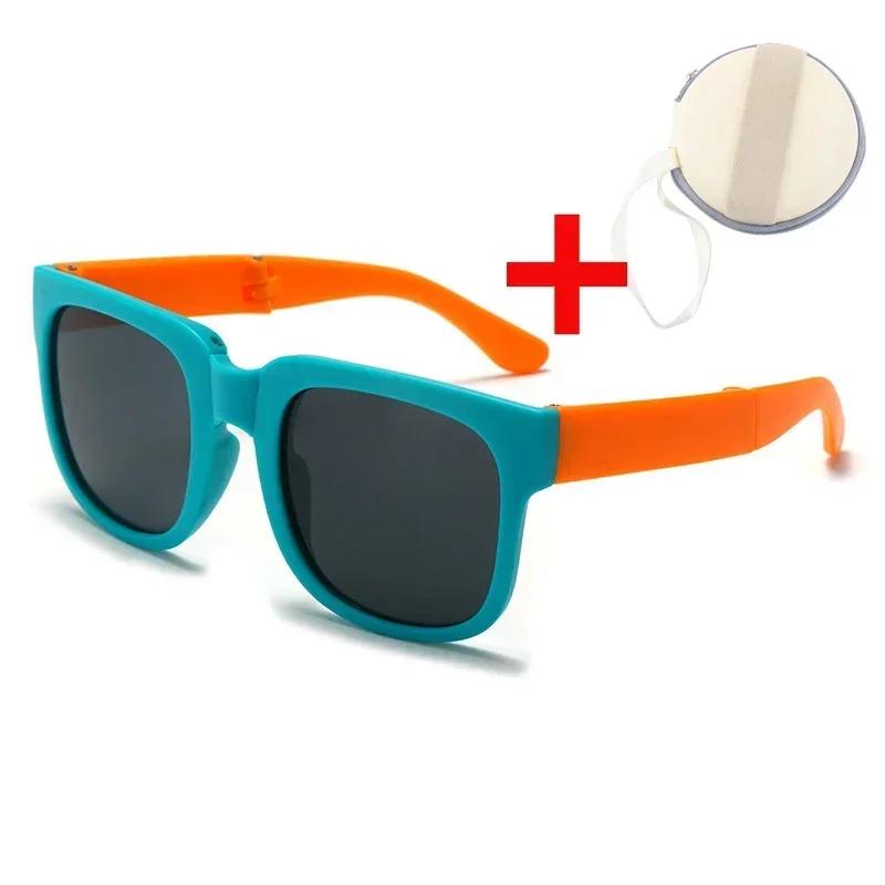 

Foldable Kids Sunglasses Vintage Square UV400 Protection Glasses with Case for Baby Outdoor Eye Care Fashion Shades