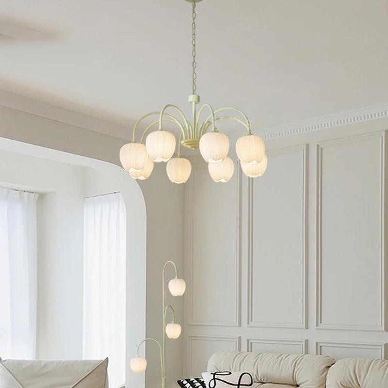 Modern Minimalist Cream Style Chandelier - Tulip Design for Living Room, Bedroom, or Dining Area