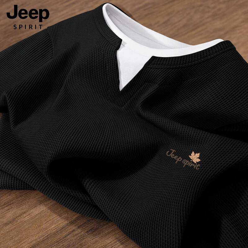 JEEP SPIRIT Men s Faux Two-Piece Waffle Long-Sleeve T-Shirt 2XL