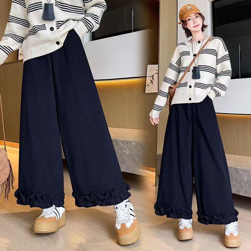 

2025 Autumn/Winter Plus Velvet Corduroy Patchwork High Waist Wide-Leg Casual Pants M (80-100 Jin)