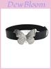 In Stock European And American Women's Belt Vintage Pink Belt With Metal Butterfly Buckle