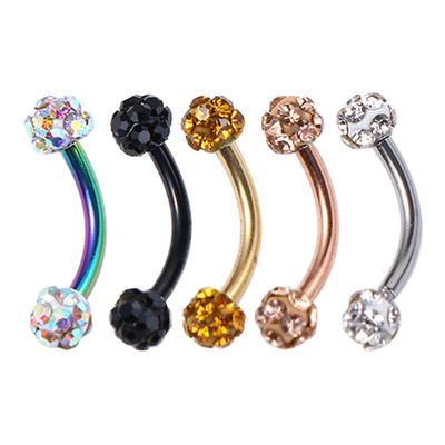 Ring Stainless Steel Curved Barbell Eyebrow Stud Piercing Jewelry Fake Lip Stud Ball Nose Ring
