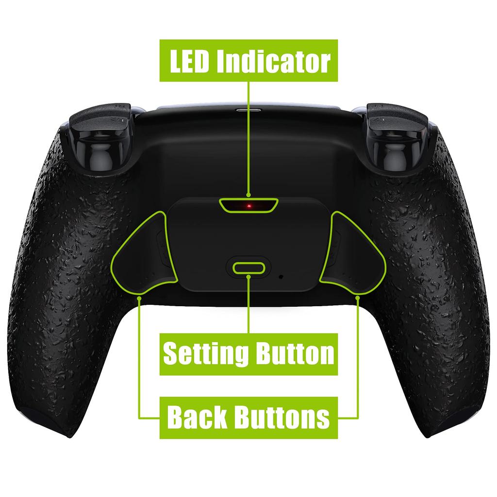 eXtremeRate Programmable Back Paddle Plastic Rise Remap Kit for PS5 Controller Upgrade Board and Textured Redesigned Back Case Back Button Attachment