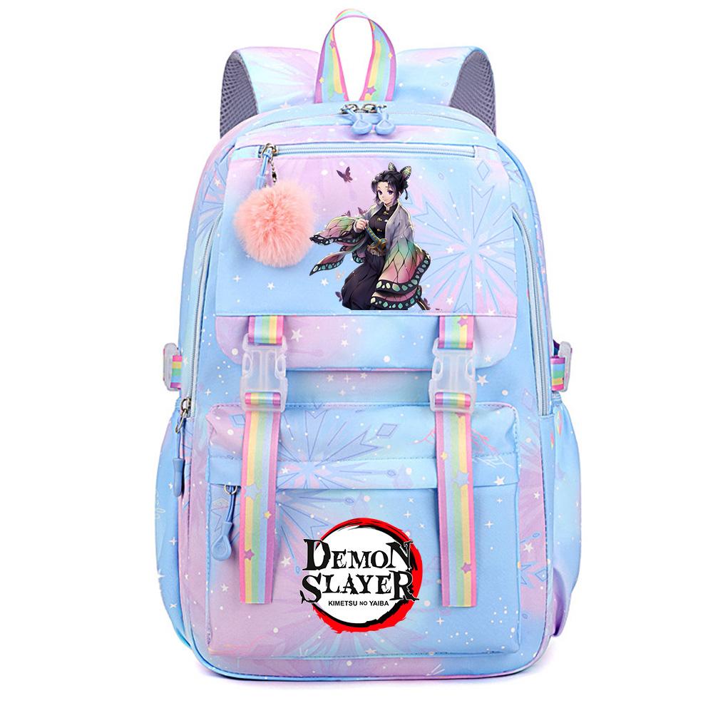 Roztomilý anime batoh s potiskem Demon Slayer pro dospívajícího studenta Školní taška Velkokapacitní Vodotěsná Cestovní taška Dárek