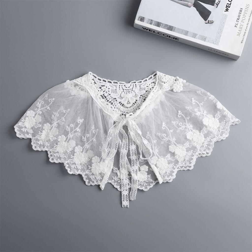 Sweet Lace Embroidered Fake Collar Shawl Blouse Decoration Detachable Collar Women's Shirt Dress False Collar Top Accessories