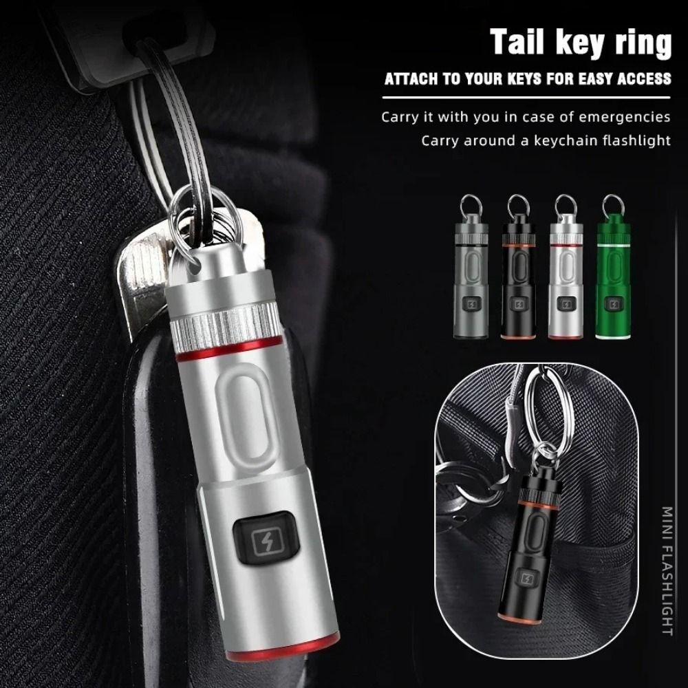 High Power Keychain Flashlight 6 Modes Adjustable Emergency Torch Mini LED Flashlight  Hiking