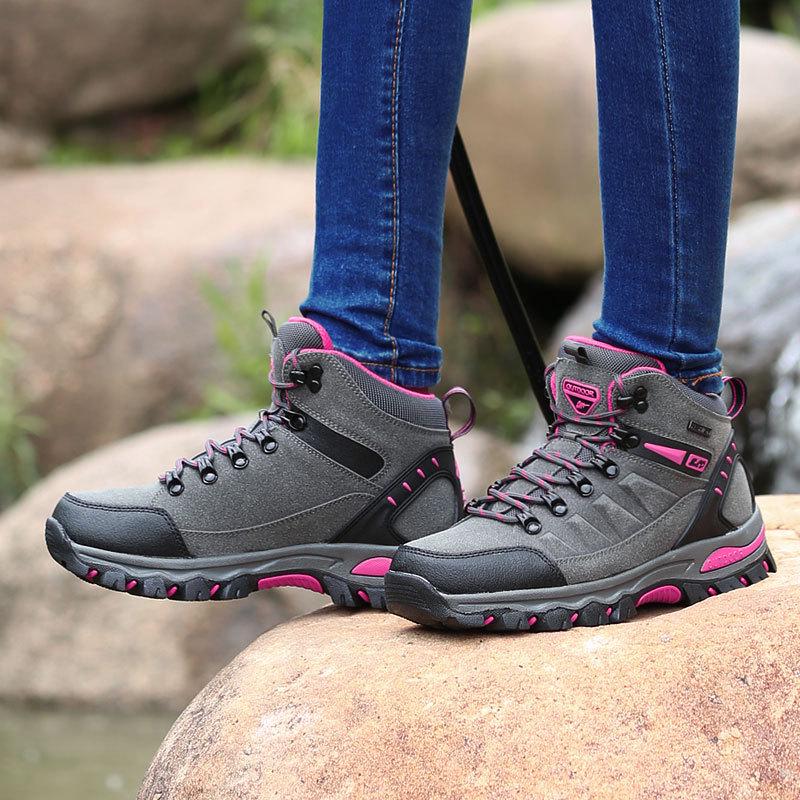 

Unisex High-Top Outdoor Hiking Boots for Autumn/Winter 2025 37 серый/ярко-розовый
