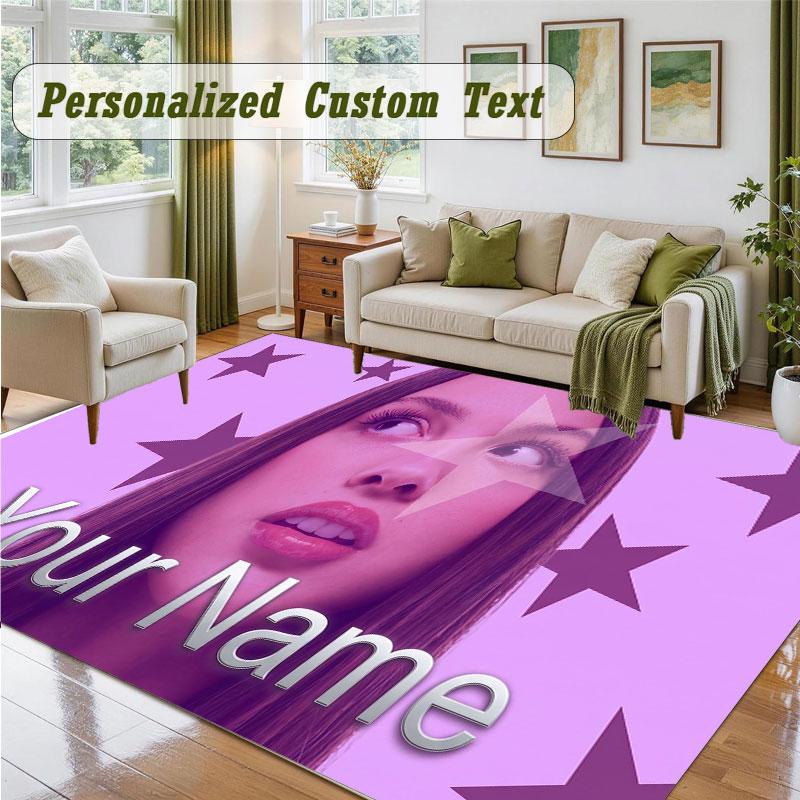 Crystal Velvet Square Rug Custom NameOlivia Rodrigo Pattern Non Slip Home Floor Decor Rug