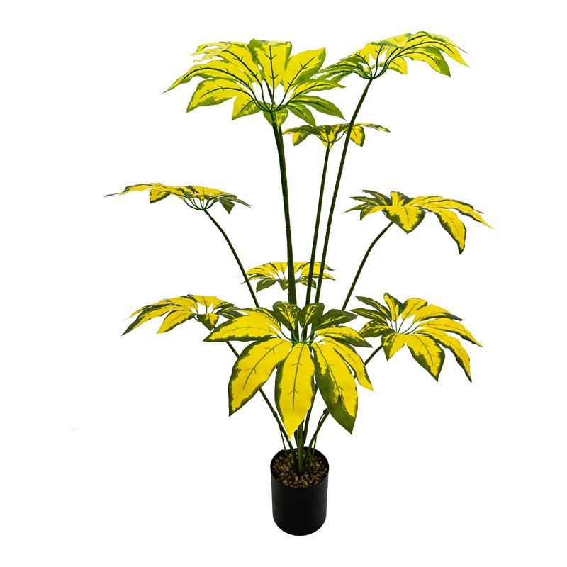 Tropical Nordic-Style Umbrella Leaf Faux Bonsai for Home Décor
