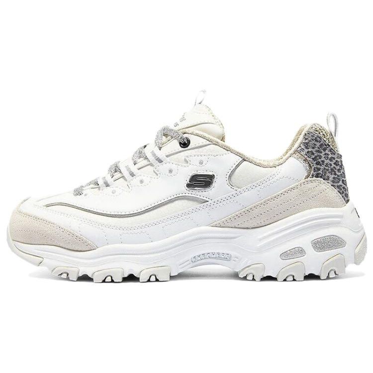 Skechers DLites 1.0 Кожаные Универсальные Удобные Простые Сбалансированные Легкие Низкие Повседневные Кроссовки Женские Бело-серые 150235-WSL