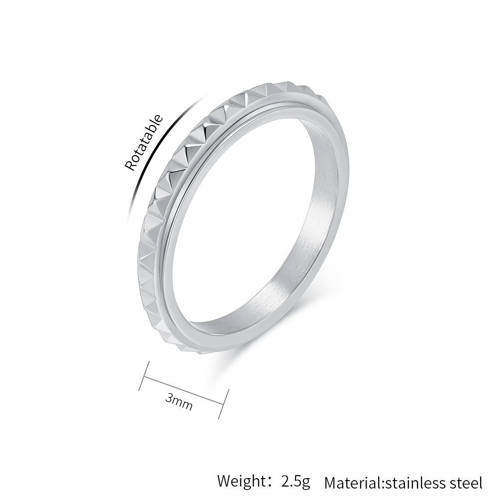 Inel de decompresie rotativ cu zăbrele cu diamante late de 3 mm pentru bărbați, femei, bijuterii de titan negru, unisex, inele pentru degete pentru cupluri, inel cu o singură coadă pentru fete