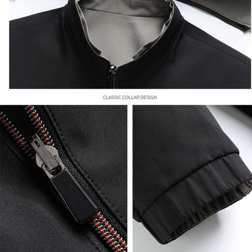 New Outdoor Men's Sports Solid Color Leisure High-grade Middle-aged and Elderly Wear Reversible Baseball Jacket