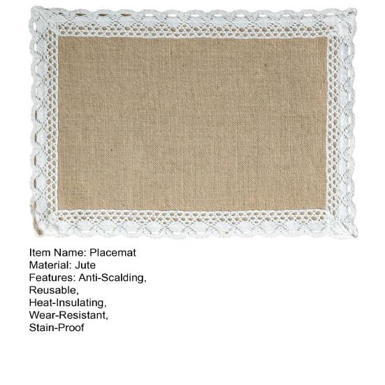 Bohemian Jute Placemats Heat-Insulating Placemats Wear-Resistant Stain-Proof Mats Reusable Heat-Resistant Pads for Tables, Kids & Family Dining