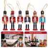 6Pcs Nutcracker Puppet Pendant Wooden Doll Christmas Nutcracker Figurines Handcraft Festival Kids Gifts Ornament Decoration