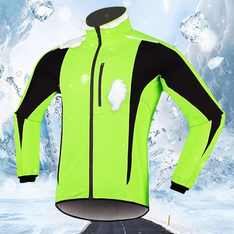 Veste d'hiver pour cyclisme homme Imperméable Coupe-vent Doublée polaire Vêtement d'extérieur pour vélo Sports d'extérieur