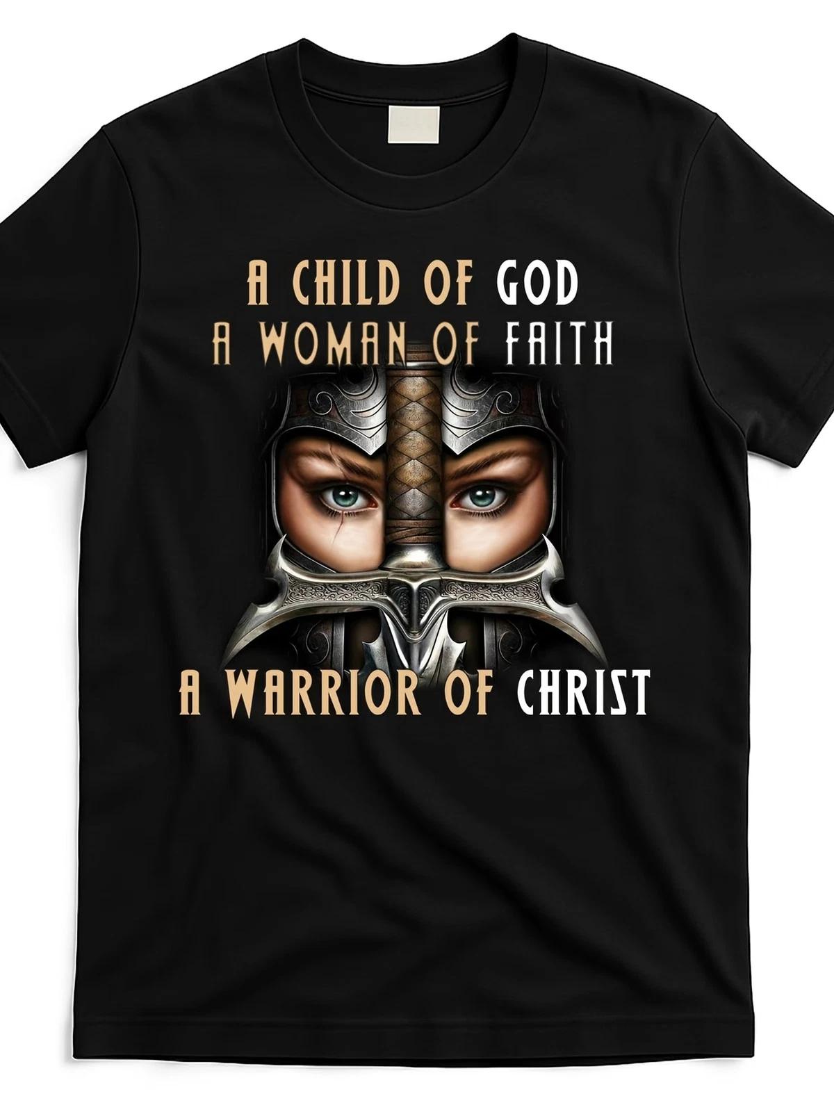 Women s Faith Apparel - Child of God Warrior of Christ T-Shirt, Stretch, Machine XS