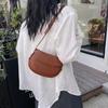 Solid Color Female Saddle Shoulde Bag PU Leather Ladies Small Crossbody Bags Simple Design Women's Fashi Clutch Purse Handbags