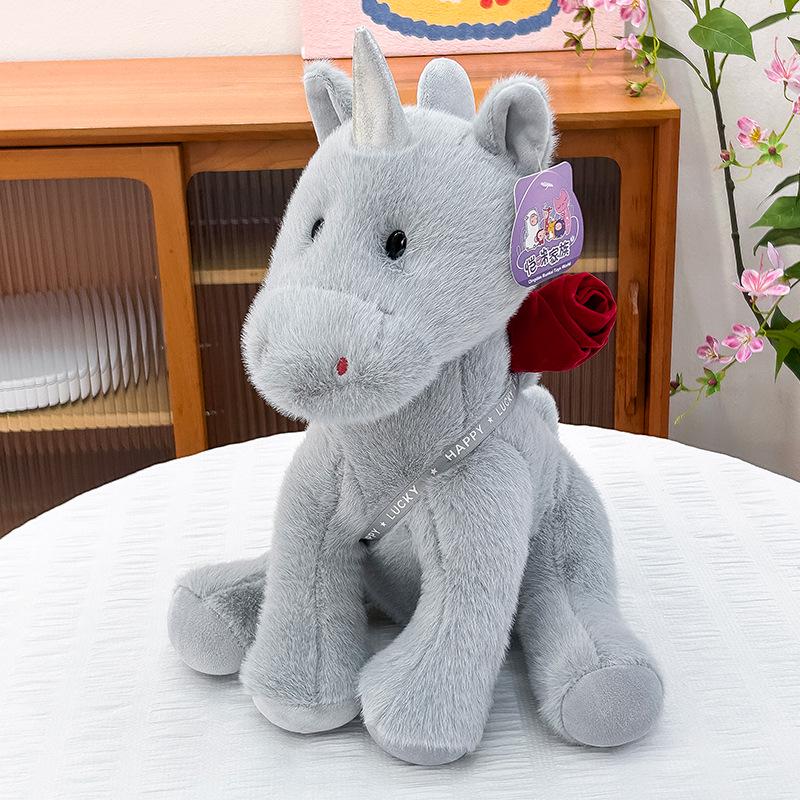 Cross-border Rose Unicorn Plush Toy - Cute Simulation Doll Gift for Girls
