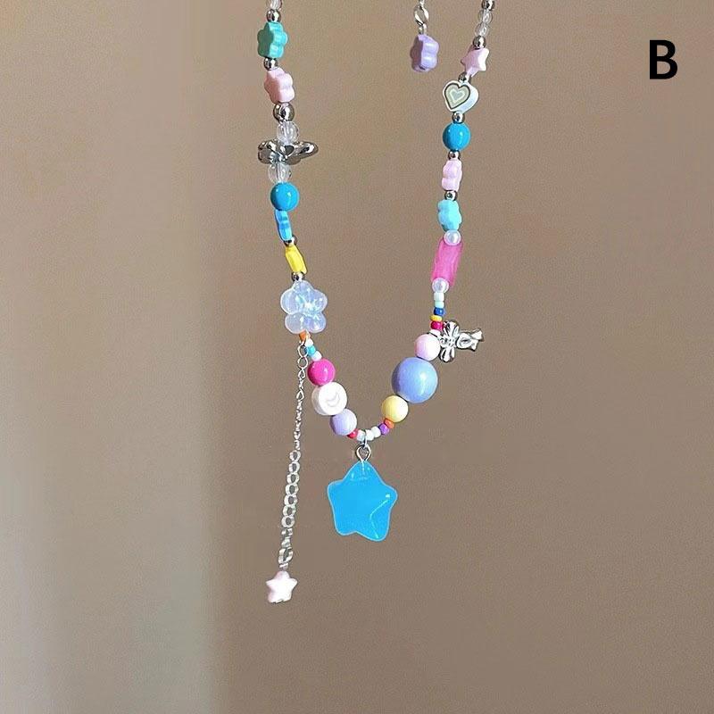 Candy Colorful Beaded Star Tassel Necklace