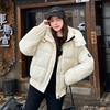 2025 winter new new hooded cotton jacket short warm sleeve label jacket
