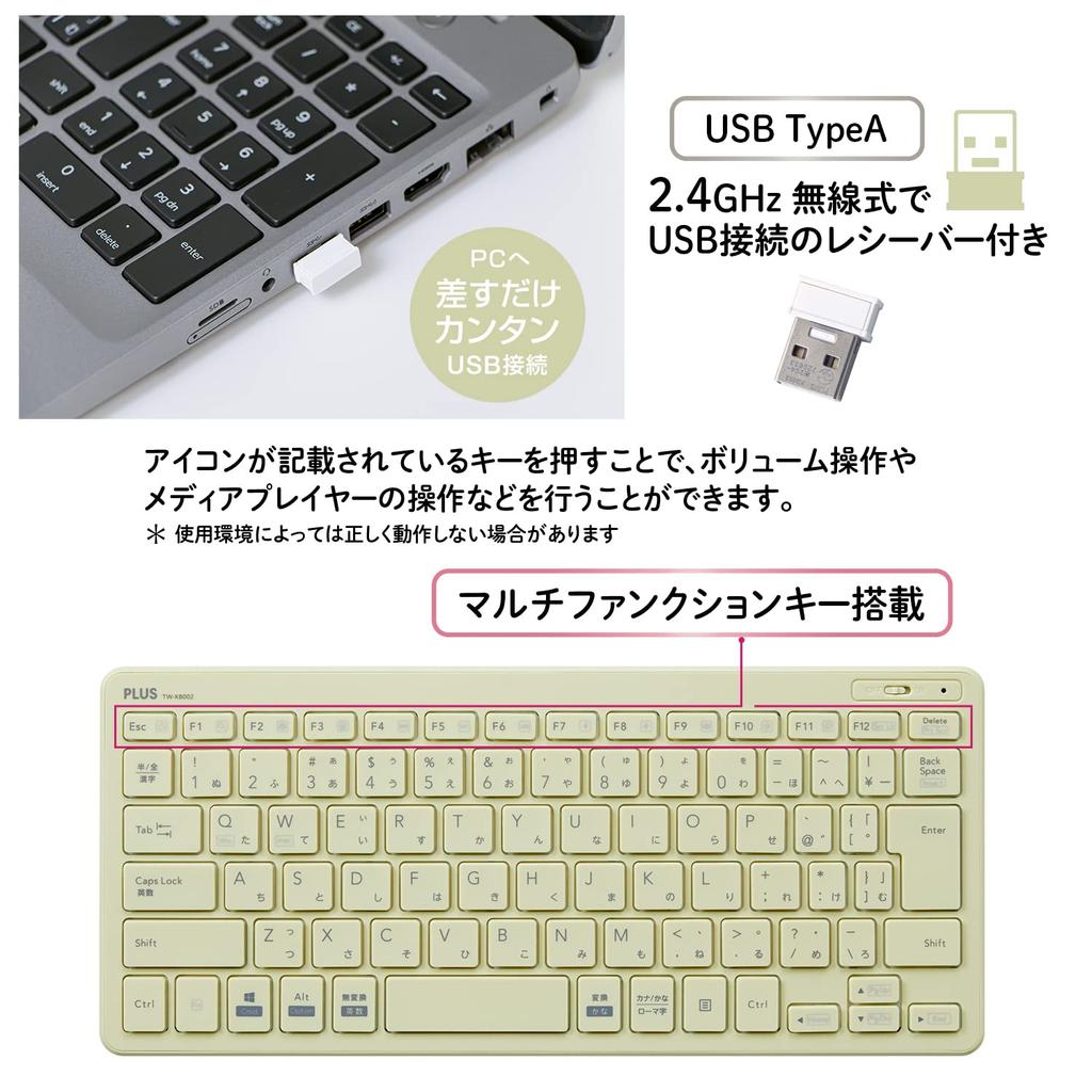 PLUS Tastatur Jibuniro Dünne Mini Drahtlose Tastatur, Grün, TW-KB002, 428-853