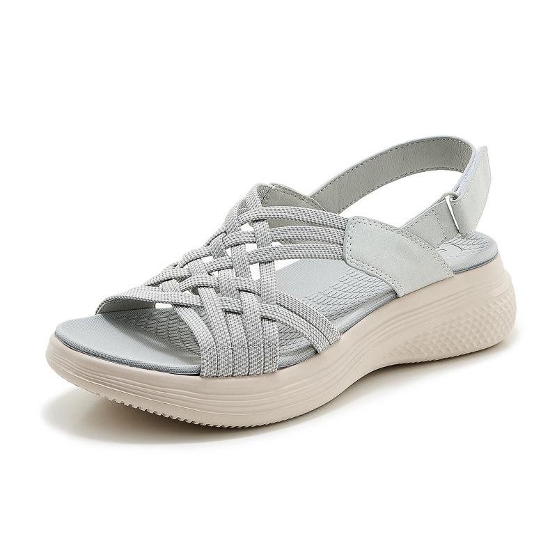 2025 Summer New Md Outsole Casual Lightweight Rubber Thick-Soled Sandals Comfortable Lightweight Velcro Sports Wedge Cloth
