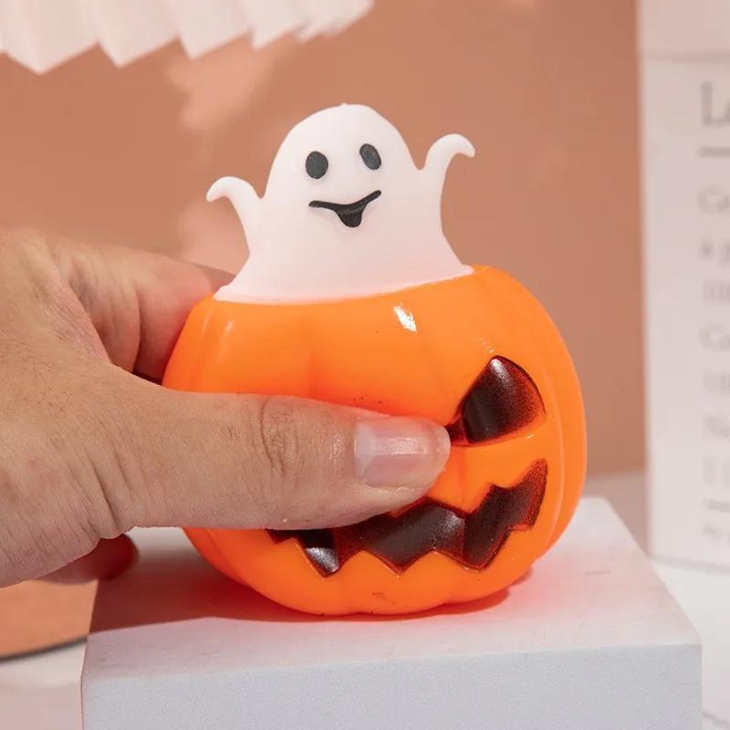 Halloween Pumpkin Squishy Fidget Toy Amusing Ghost Pinch Squishies Stress Relief Anti-Stress Pocket Decompression Sensory Toy