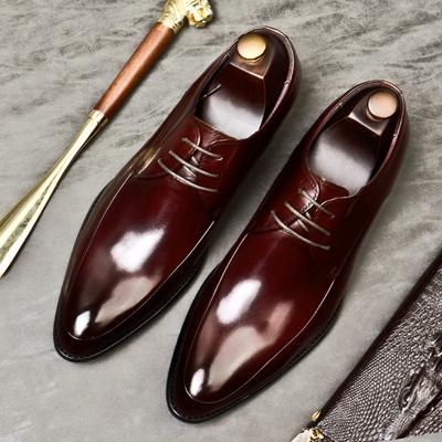 Herren Business Lederschuhe Schnürschuhe Low-Top Spitz zulaufend Hochzeitsschuhe Formelle Einzelschuhe für Herren