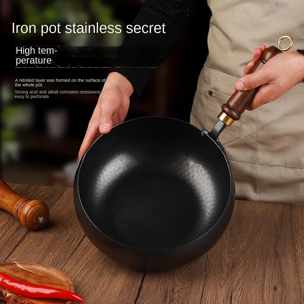 Home Mini Wok Stew Pot Iron Pan Flat Bottomed Pan Non Stick Pan Uncoated Milk Pot