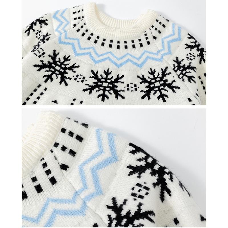 Pullovers Long Sleeves Sweaters Unisex Sweater Paragraph Autumn Winter Retro Floral Pattern Loose Round Neck Design Sense of The Bottoming Knitwear