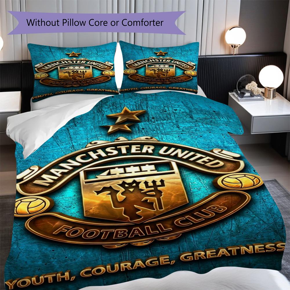 Glory Manchesters Emblematic Pride Three-piece set (1 * duvet cover + 2 * pillowcase, without core) 2D Flat Christmas birthday gift