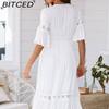 BITCED Spring/Summer Women's Fashion Deep V-Neck Lace Patchwork Dress