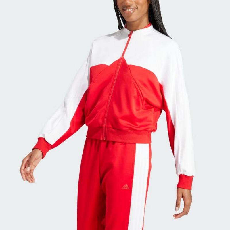 adidas Originals Women's Red White Colorblock Short Track Jacket IM5008