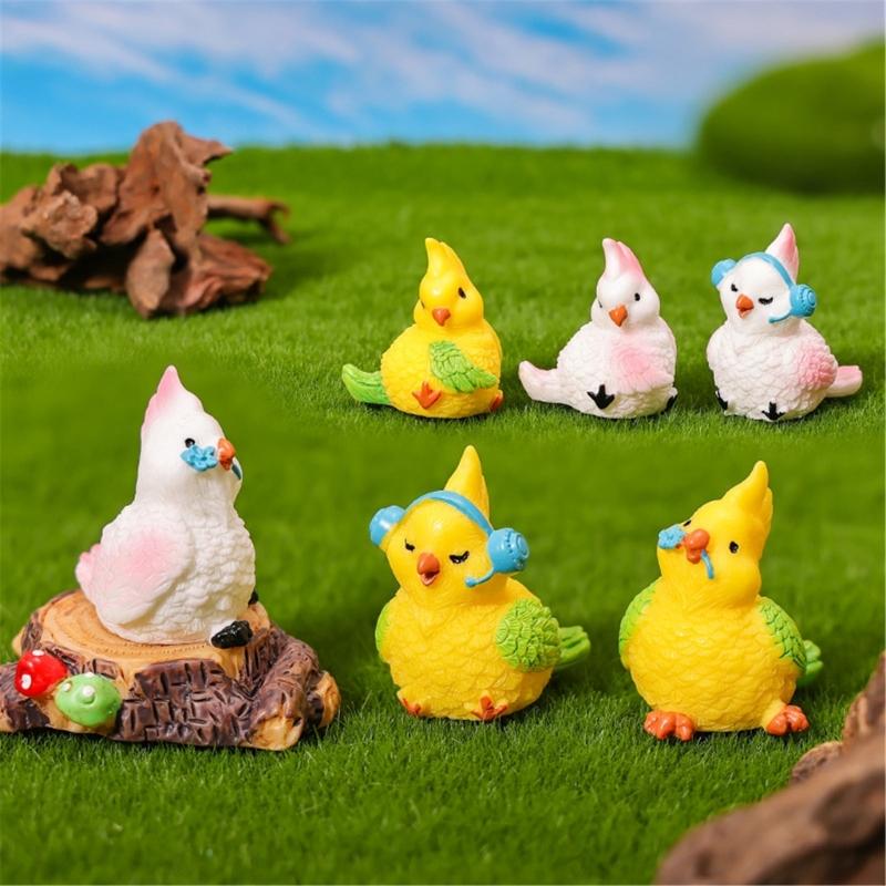 Parrot Figurines Mini Parrot Decors Waterproof Toy Playsets Miniature Doll Garden Figurines Cake Toppers Parties Favor