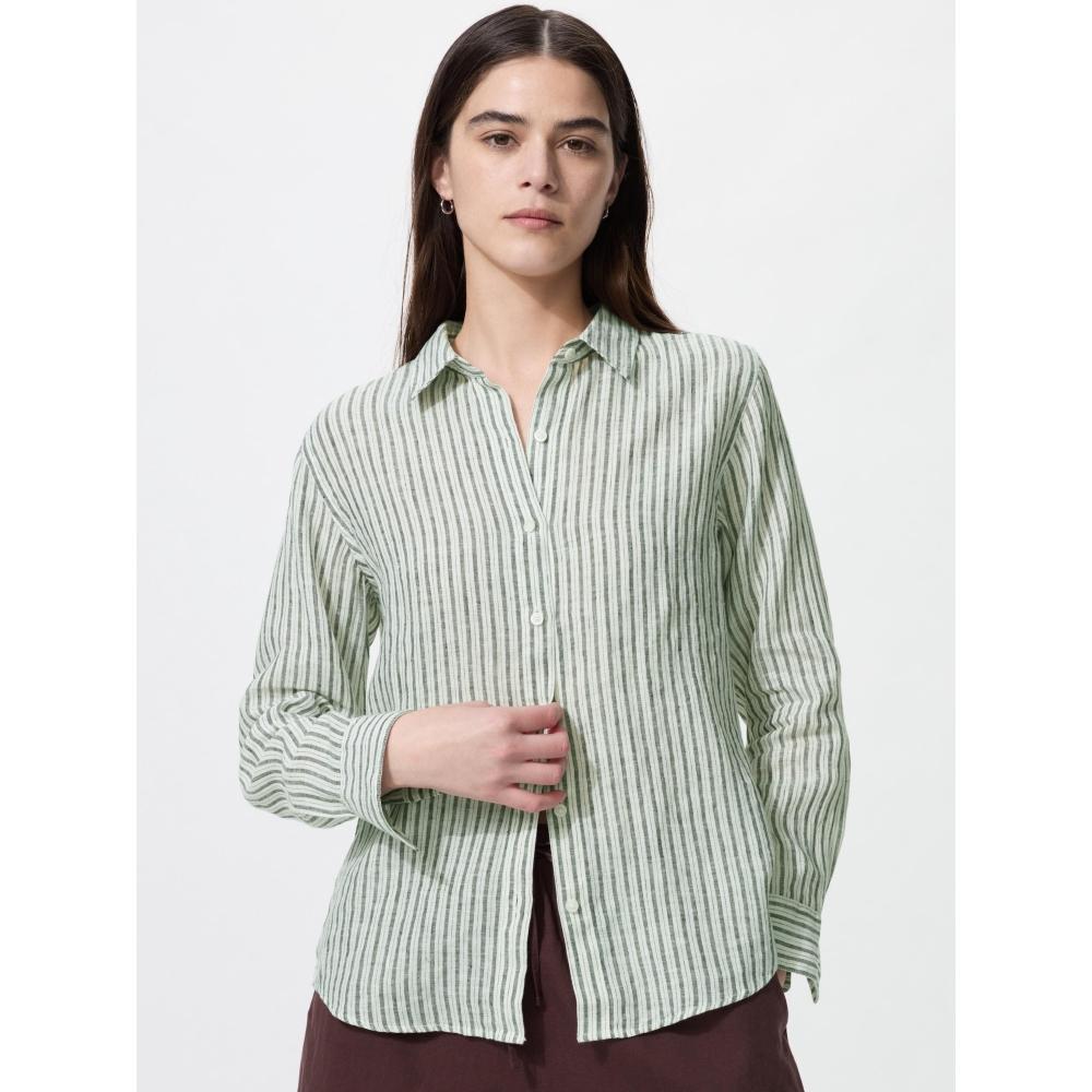 Uniqlo Premium Linen Shirt  Long Sleeve  Stripe B